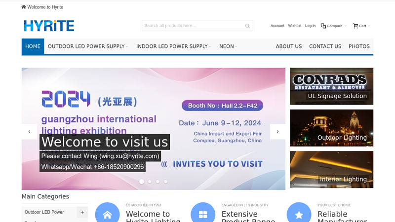 Hyrite Lighting Co. (NeonPro) Home Page - Hyrite - Manufacturer of LED Driver, LED Power Supply, Neon Power Supply, Light Box or Channel Letter LED Module, outdoor waterproof