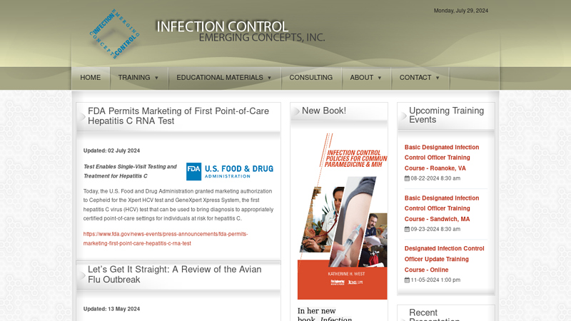 Infection Control Emerging Concepts, Inc - Expert training & resources in Infectious Disease Management - Infection Control / Emerging Concepts, Inc.