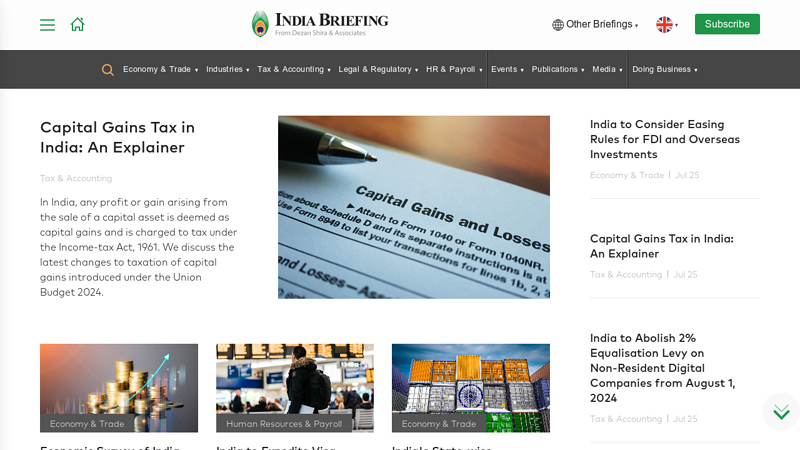 Business, Legal, Tax, Investment, Accounting News | India Briefing