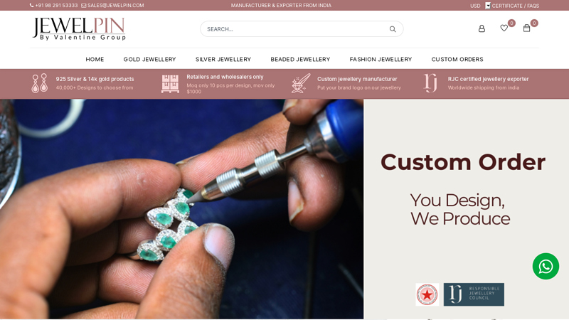 Buy Rjc Certified Wholesale Silver Gemstone Jewellery Manufacturer | Jewelpin