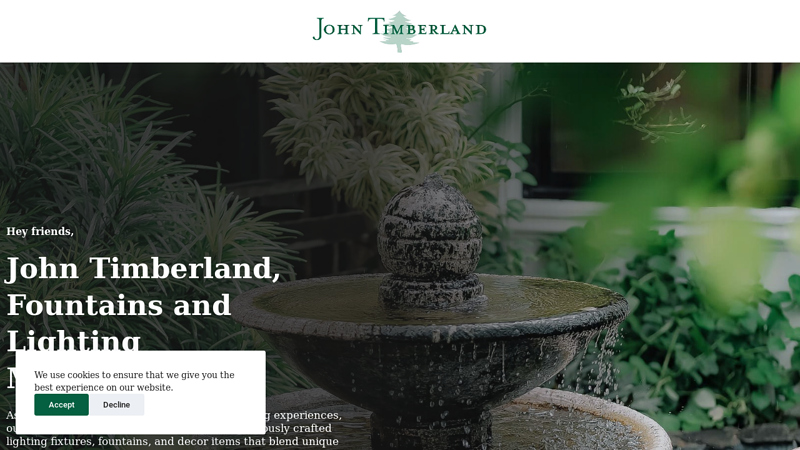 John Timberland Website - Fountains and Lighting