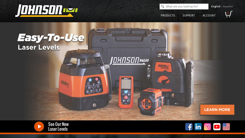 Levels | Laser Levels | Rotary Laser Levels | Construction Measuring Tools | Spirit Level | Builder Levels | Johnson Level & Tool Mfg Company