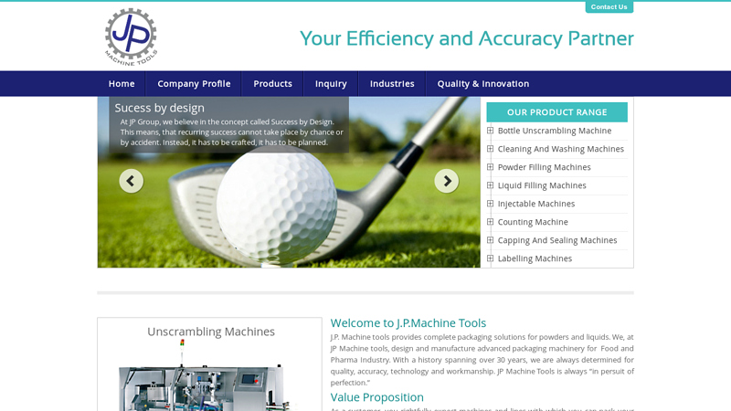 J.P.machine Tools - manufacturer of Pharmaceutical packaging machines.