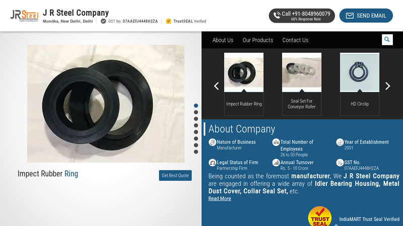 J R Steel Company - Manufacturer of Idler Bearing Housing & Idler Roller Seal Set from New Delhi