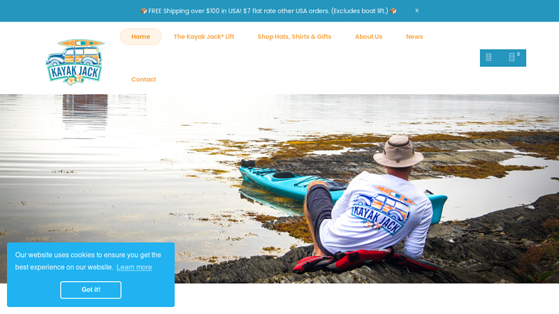 Kayak Jack | UPF Shirts Hats Kayaker Gifts | Kayaking Roof Rack Lift