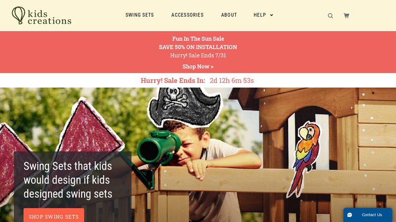 High Quality Redwood & Cedar Swing Sets by Kids Creations; Sale Ends Countdown