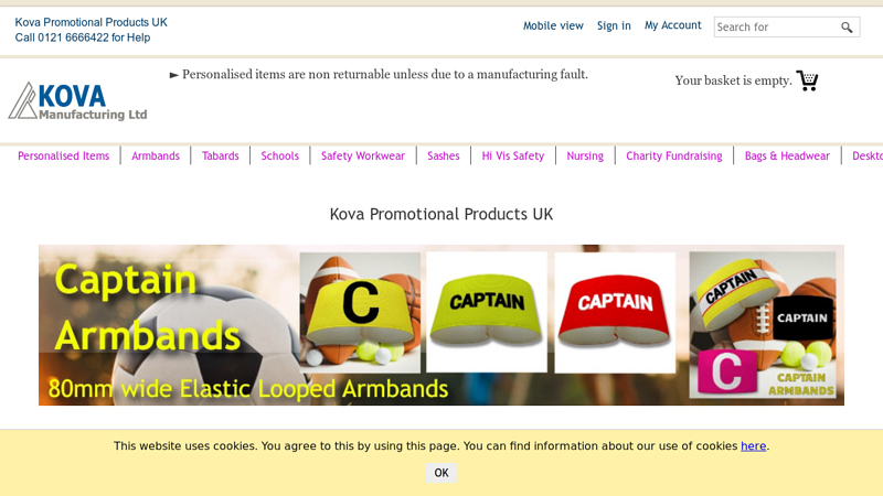 Kova Promotional Products | Tabards | Armbands | Sashes | Badges