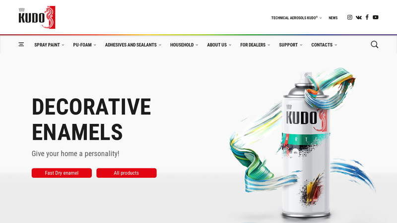 Spray paint, varnishes, pu-foam, sealants and adhesives KUDO