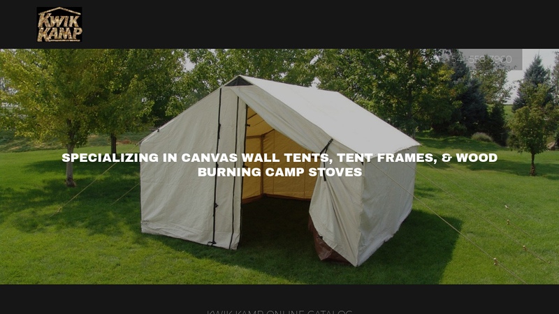 Kwik Kamp - Canvas Wall Tents & Tent Frames, Wood Burning Camp Stove