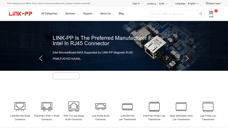 LINK-PP Wholesale RJ45 Magnetic Connector Ethernet Jack Lan transformer SFP Cage Optical Transceiver Modules