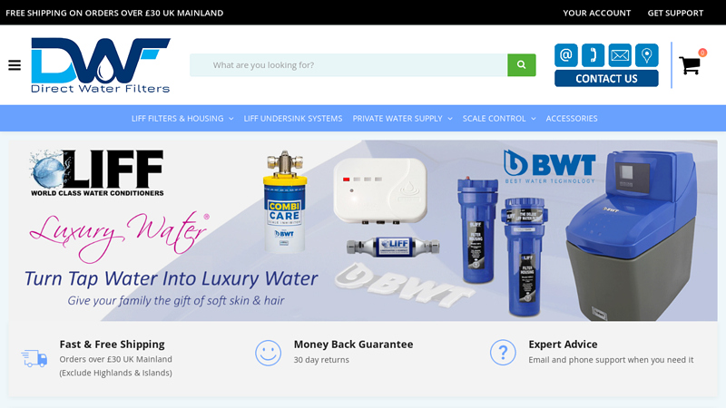 LIFF Water Filters - BWT scale control - BWT Water Softeners