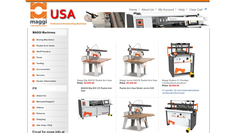 Maggi Brand Woodworking Equipment - exclusively imported for USA
