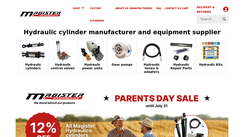 Magister Hydraulics: hydraulic manufacturer - cylinders, pumps valves, power units and repair parts