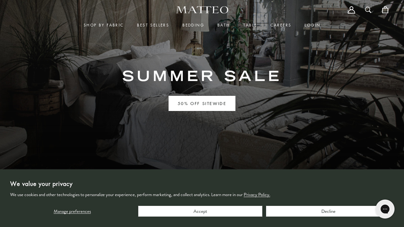 Matteo: Luxury Fabrics, Linens & Bedding Manufacturer