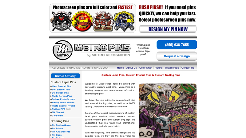 Lapel Pins | Custom Pins | As Low As $0.39 | Metro Pins