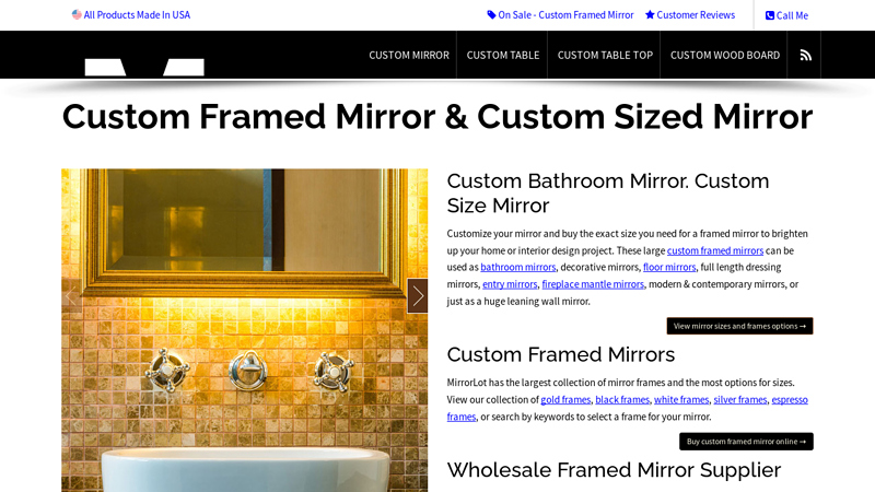 Custom Framed Mirror - Custom Sized Mirror - Custom Size Table - Custom Bathroom Mirrors | Mirror Lot