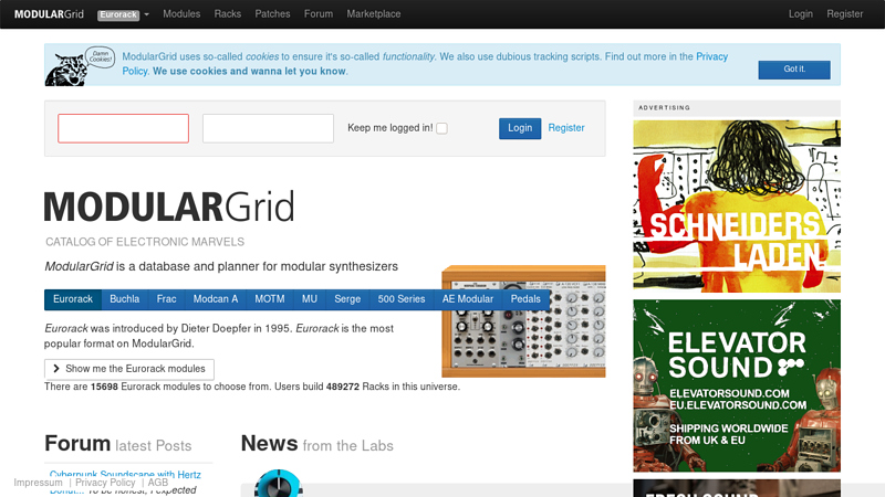 Plan your modular synthesizer rack on ModularGrid