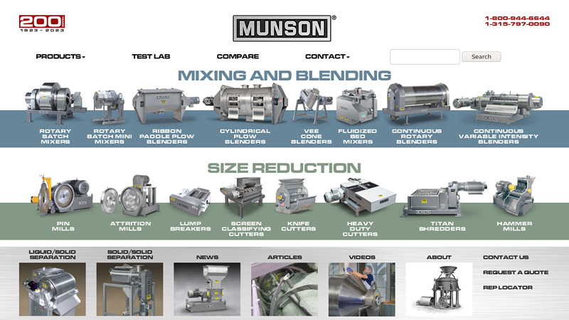 World leading manufacturer of Mixers, Blenders and Size Reduction Equipment for Bulk Materials - Munson Machinery, Inc.