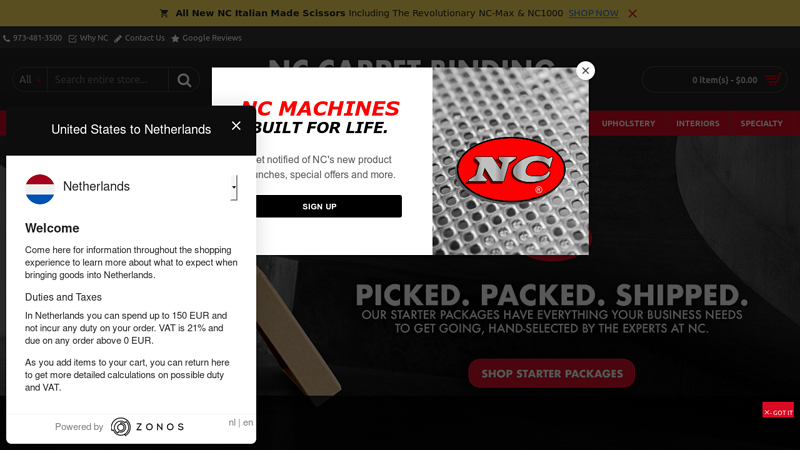 NC Carpet Binding Machines, Tools, & Equipment