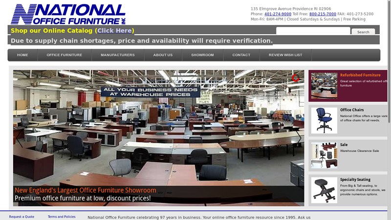 Office Furniture: Computer Desk, File & Filling Cabinets, Office Desks; National Office Furniture ???" Providence RI