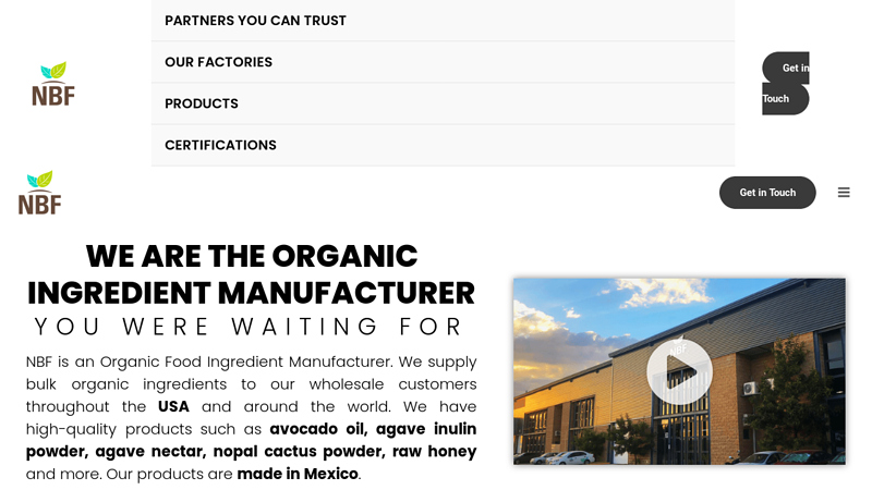 NBF | Organic Food Ingredient Manufacturer and Supplier Company