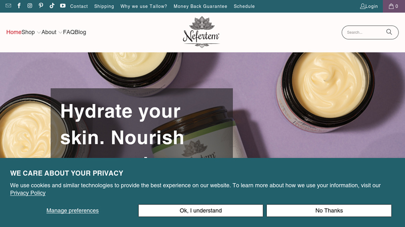 Tallow Skincare by Nefertem | Grass-Fed Tallow Lotions, Soaps & Balms