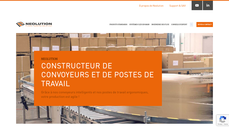 Neolution, convoyeur  bande et  rouleaux, tapis roulant, poste de travail
