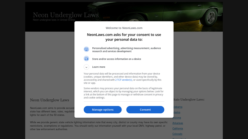 Neon Underglow Laws - United States Underglow Laws