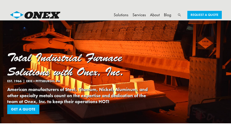 Onex, Inc. Complete Industrial Furnace Solutions in Erie, PA