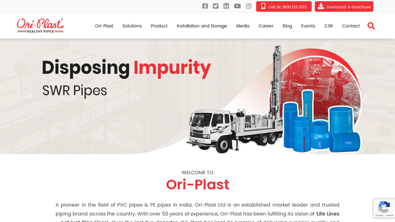 Oriplast - Leading PVC Pipe Manufacturer in India | PE Pipes