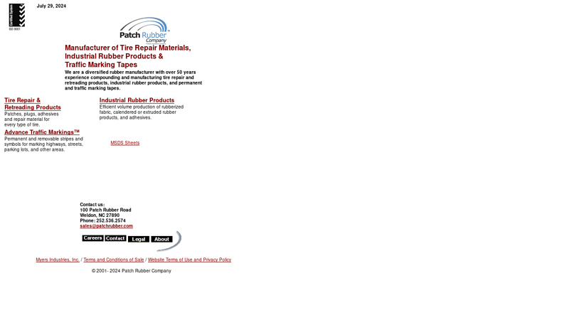 Patch Rubber Company - Tire Repair Materials, Industrial Rubber Products, & Traffic Marking Tape