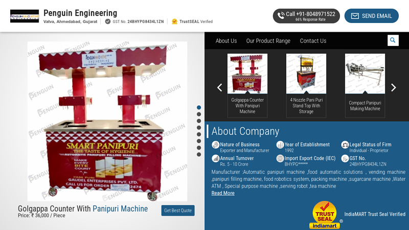 Manufacturer of Frying Machine & Pani Puri Making Machine by Penguin Engineering, Ahmedabad