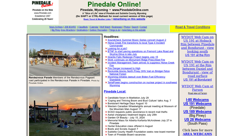 Pinedale Wyoming, Pinedale Online