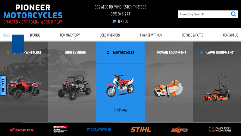 Pioneer Motorcycles | Honda, Polaris, Stihl, Kayo & Badboy Dealer in Winchester | Pioneer Off-Road