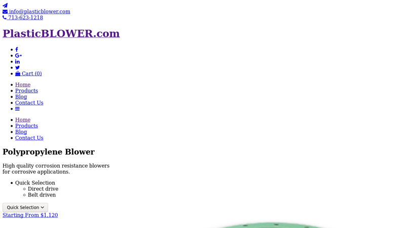 plasticblower.com - Corrosion resistant polyproylene blowerPlastic Blower