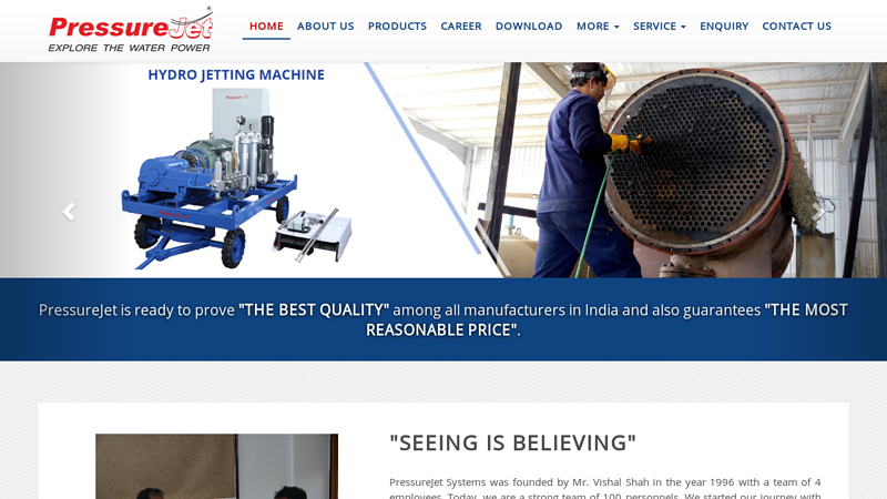 PressureJet - Manufacturer Of High Pressure Hydro Test Pump, Hydro Jetting Machine & High Pressure Cleaning Pump