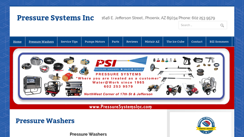 Pressure Washers manufacturing, repair, parts and rental