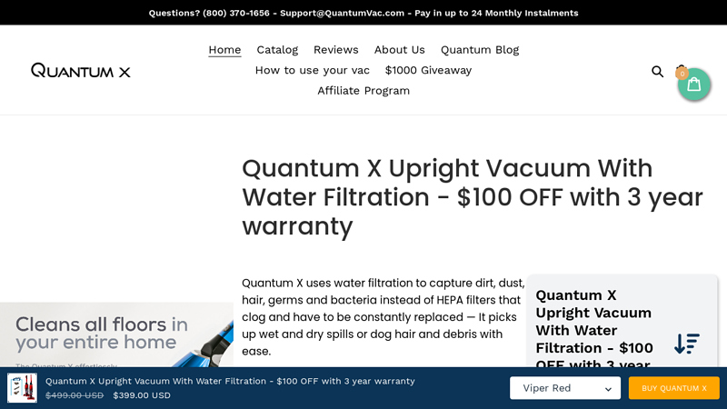 Water filtration Vacuum Cleaner - Upright Water Vacuum | Quantum X C Intelliclean Solutions