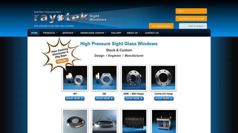 RAYOTEK SIGHT GLASS WINDOWS - HIGH PRESSURE, VACUUM & SIGHT GLASS WINDOWS MANUFACTURER