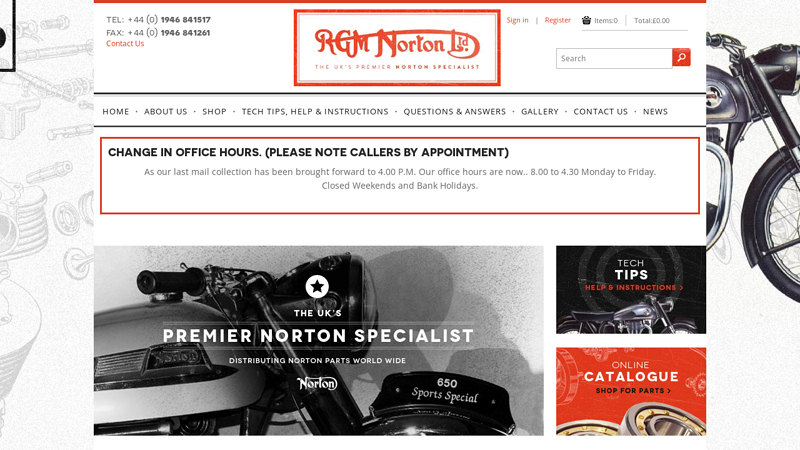 Premier Norton Motorcycle Parts Specialists | RGM Motors online shop