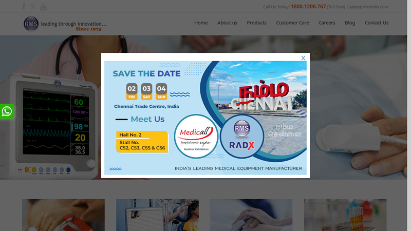 RMSINDIA | ECG Machine | EEG Machine | X ray Machine | Biochemistry Analyzer | EMG Machine | PSG Machine | TMT Machine | Patient Monitor | C-arm