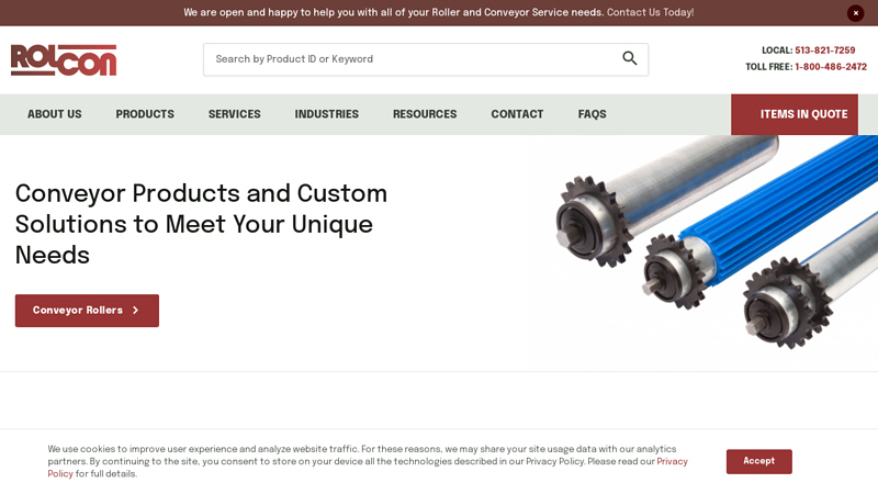 Rolcon | Replacement & Custom Conveyor Rollers & Components