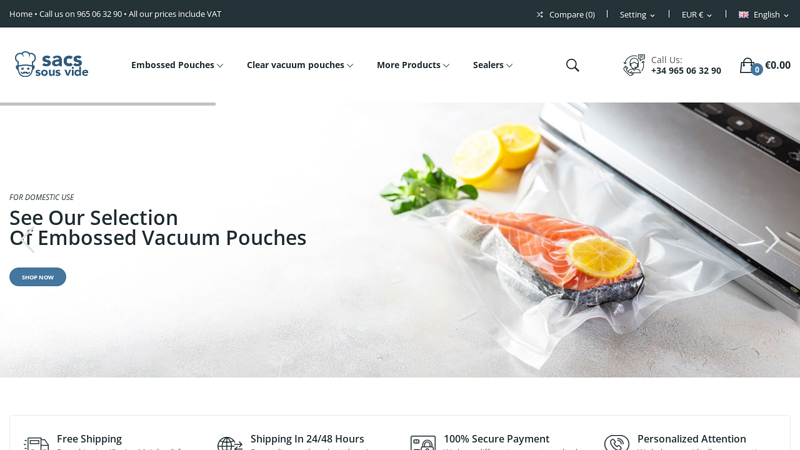 Sacs Sous Vide alimentaire, emballage sous vide. Sachets et Rouleaux gaufrs, Sachets sous vide cuisson, rtractiles