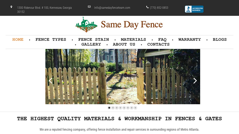 Same Day Fence - Residential and Commercial Fence Service Company