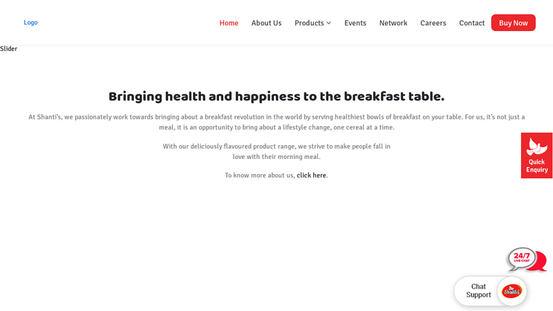 Shantis - Breakfast Cereal Products and Corn Flakes Supplier in India