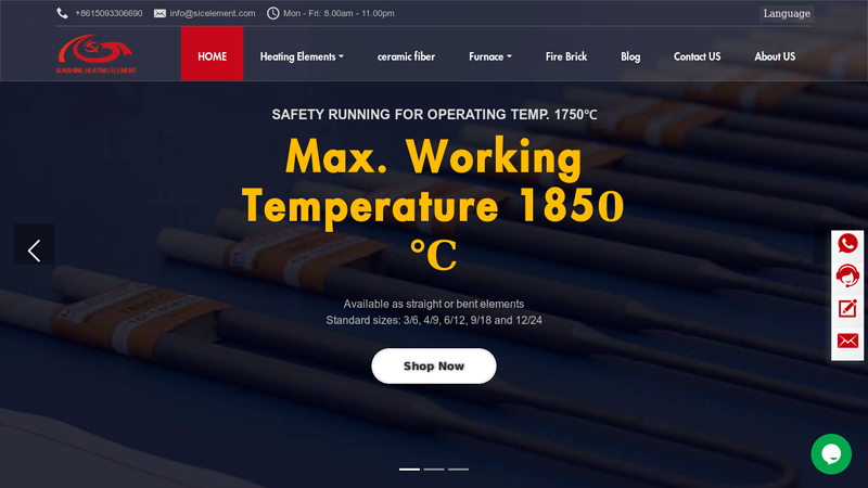 High quality silicon carbide heating elements, mosi2 heating elements and furnace accessories supplier from China-SUNSHINE