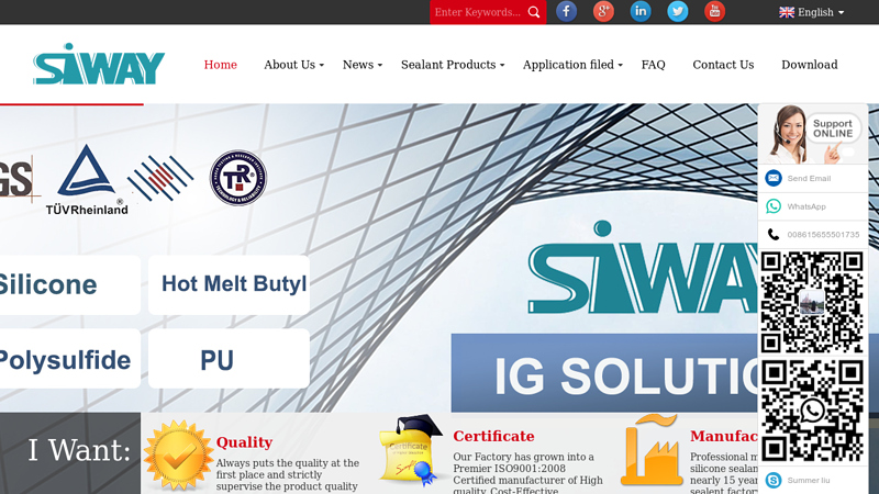 The Leading Manufacturer & supplier Of Silicone Sealant, China Silicone Sealant - Siway