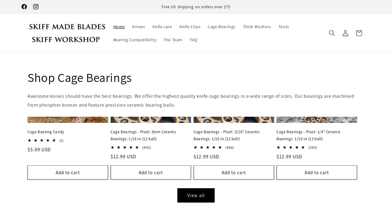 Skiff Workshop | High Quality Knife Cage Bearings C Skiff workshop