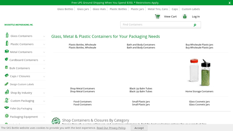 Wholesale Containers, Glass & Plastic Bottles, Jars, Metal Tins