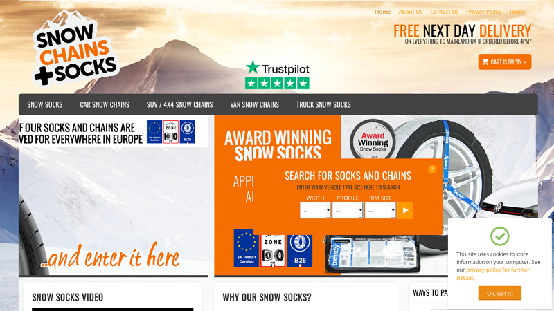 Snow Socks and Snow Chains - Free Next Day Delivery